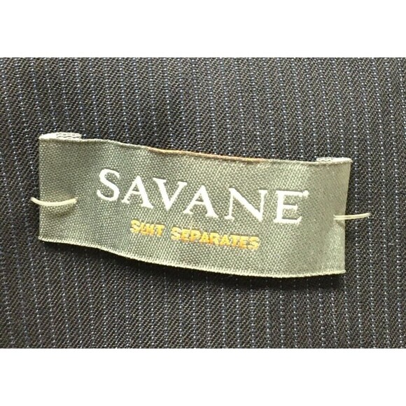 Savane Suit Jacket Men's Size 42 Long Black Blue Pinstripes Travel Intelligence - Picture 6 of 9